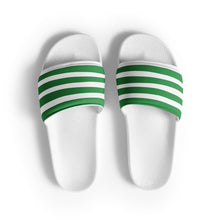 Load image into Gallery viewer, Green &amp; White Striped Women&#39;s Slides