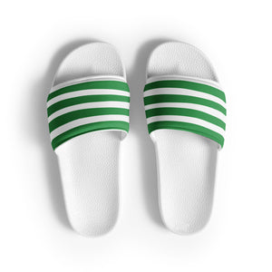 Green & White Striped Women's Slides