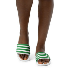 Load image into Gallery viewer, Green &amp; White Striped Women&#39;s Slides